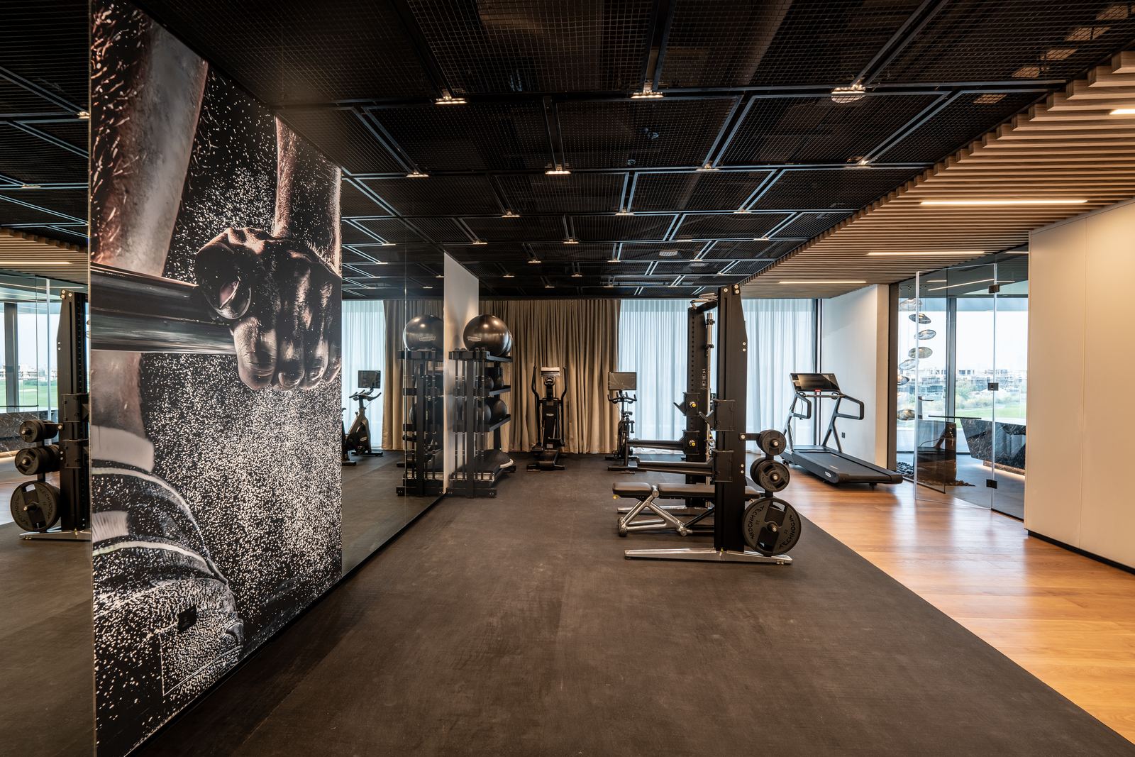 Private gym with custom artwork